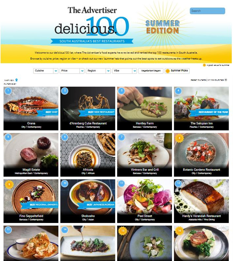 The delicious100 ranking of South Australia’s best restaurants is exclusively available via digital subscription.