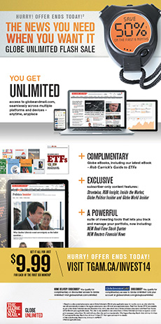 The Globe and Mail's Investor Tools Flash Sale of 2014.