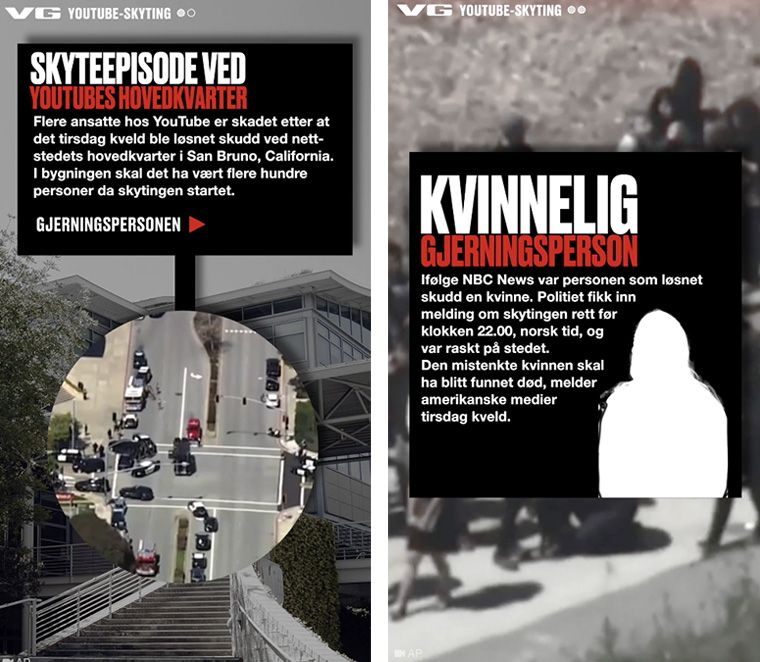 When VG reported via Snapchat on the YouTube headquarters shooting in San Bruno, California, in April 2018, it took just two snaps to cover the basics of the whole story.