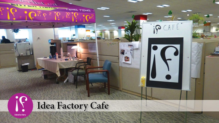 Employee ideas are often discussed at the company cafe.
