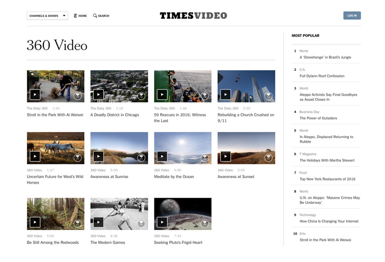 Since November 2016, The Daily 360 has featured a new 360-degree video every day.