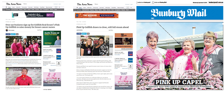 With more than 170 rural and regional newspapers, Australian Community Media was able to reach far and wide with the McGrath Foundation Pink Up Your Town campaign, which was focused on local community fundraising.