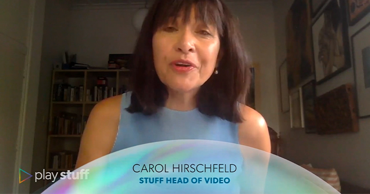 Carol Hirschfeld, head of video/audio and content partnerships at Stuff, conducts interviews for "Inside My Bubble" via Zoom.