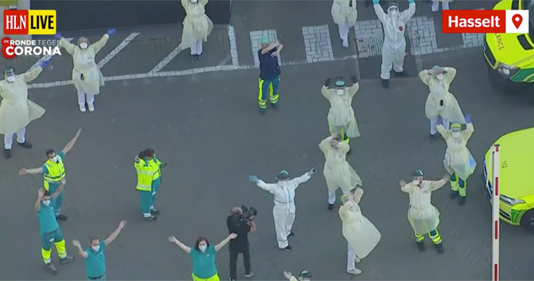 ICU medical personnel left their hospital briefly to say hello to the region.