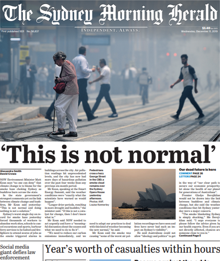 When bushfires swept through Australia, The Sydney Morning Herald not only covered the event, but used it to increase awareness about climate change.