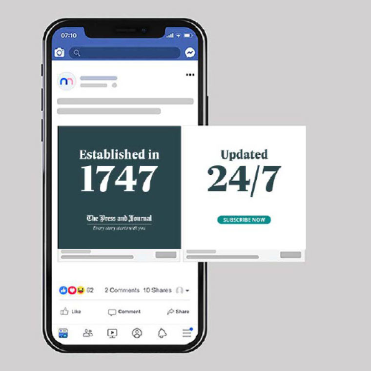 A mobile ad promoting The Press and Journal's digital-first initiative.