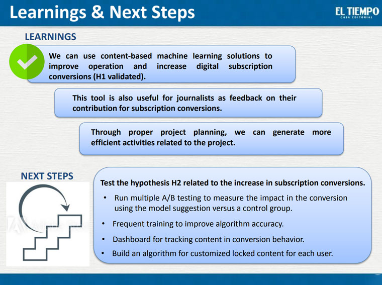 El Tiempo has also identified its next steps and continues moving forward.