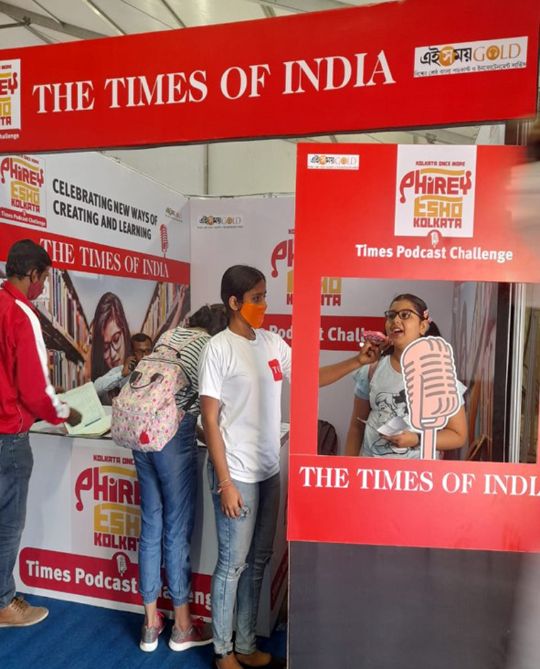 The interactive Times Podcast Challenge stall at the International Kolkata Book Fair.