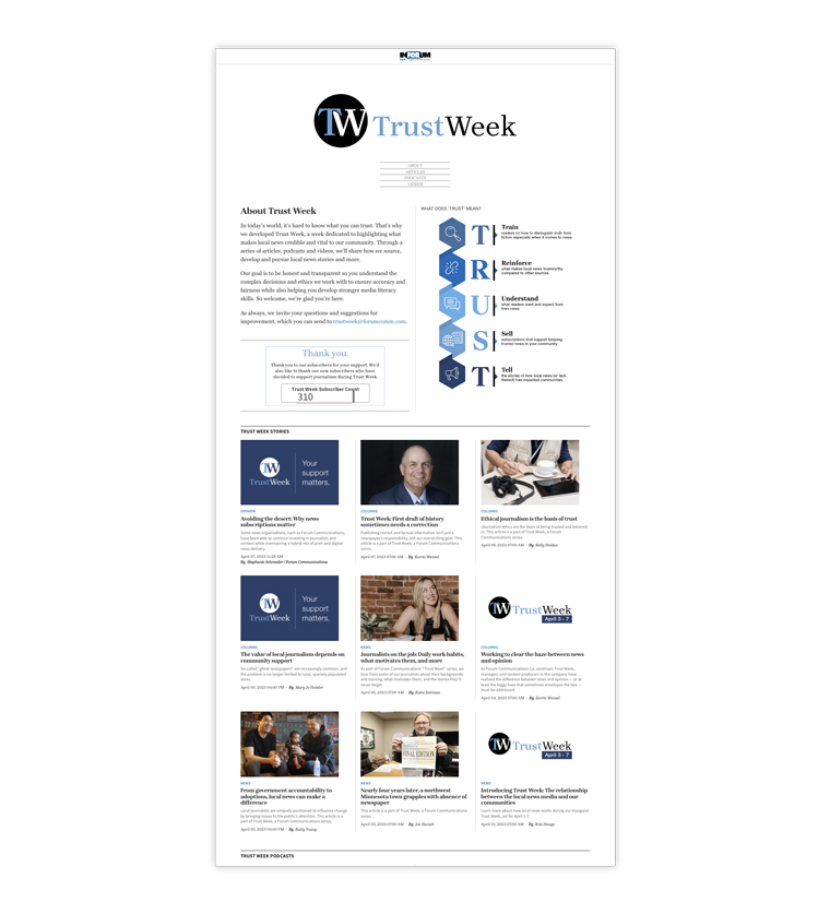 Content was developed specifically around the theme of trust, and the paywall was removed to encourage readership.