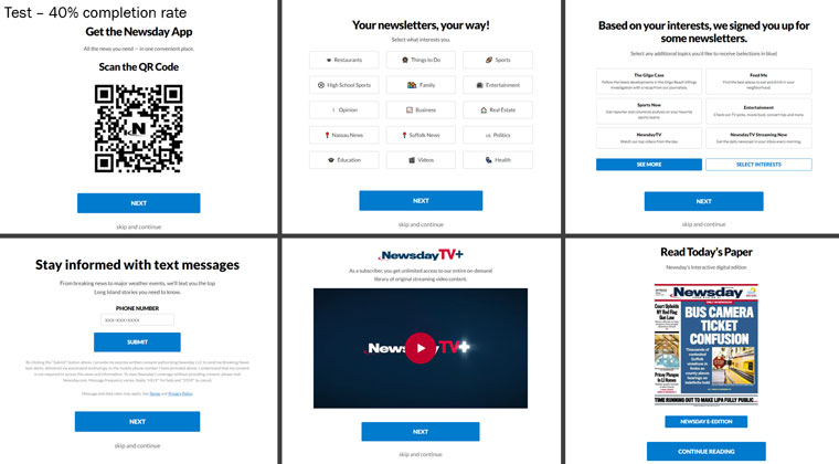 Adding a "skip and continue" button has helped increase the number of subscribers who complete sign-up.