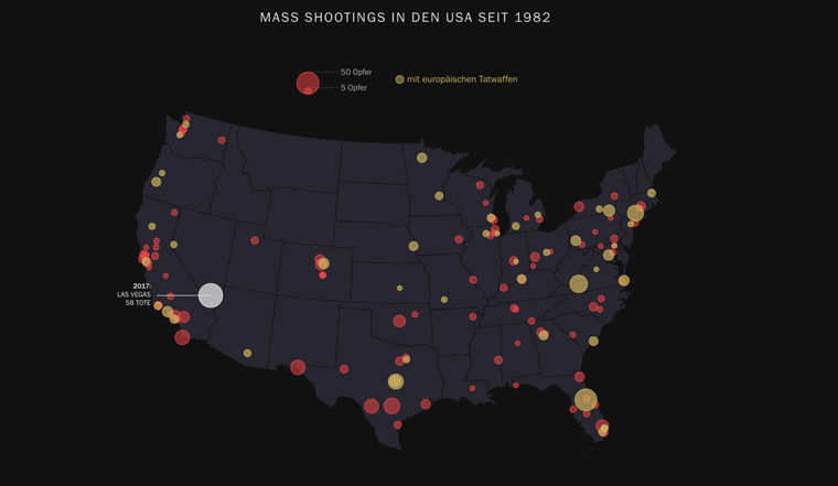 The collaborative project looked at the mass school shootings in the U.S. and showed the role of European gun manufacturers.