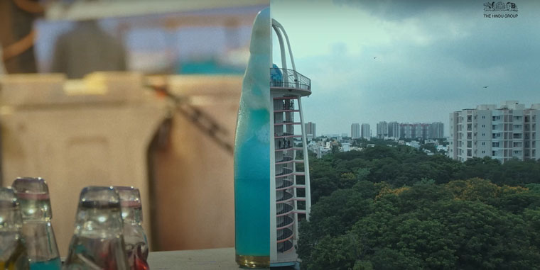 The iconic shape of the Goli soda bottle mirrors the structure of Anna Nagar Tower Park.
