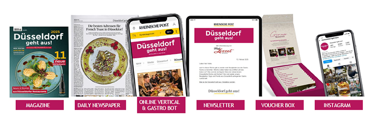 The Düsseldorf geht aus theme world allows users to interact via multiple formats.