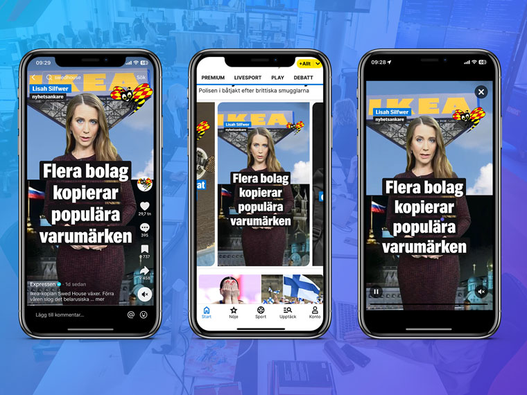 The same video is shown on TikTok and in the custom-developed video solution in Expressen's app.