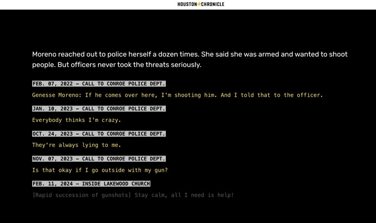 The investigation revealed multiple calls fom the shooter to the police, but her comments were never taken seriously.
