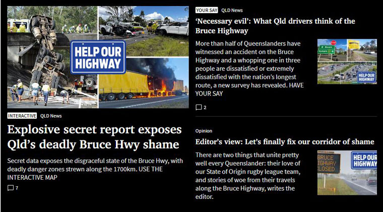 The Courier-Mail led the campaign to secure funding for the Bruce Highway.
