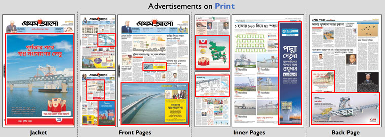The Daily Prothom Alo created content around the construction of the Padma Shetu Bridge, building a new advertising opportunity.