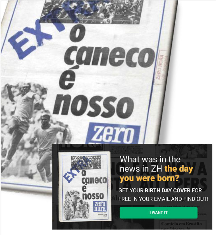 The ZH Birthday Cover campaign provided covers from the day the reader was born, delivered to their inbox.