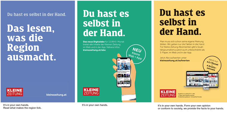 The campaign emphasised Kleine Zeitung's quality journalism and its value to readers.