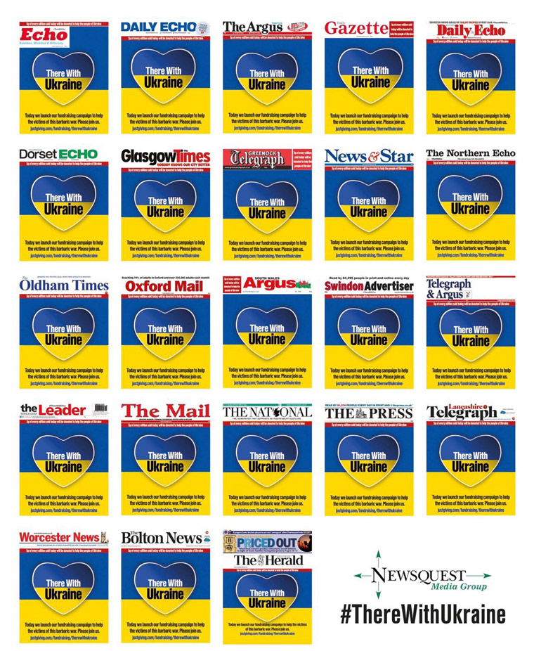 On March 17, 23 of Newsquest's daily newspapers helped launch the #ThereWithUkraine fundraising campaign.