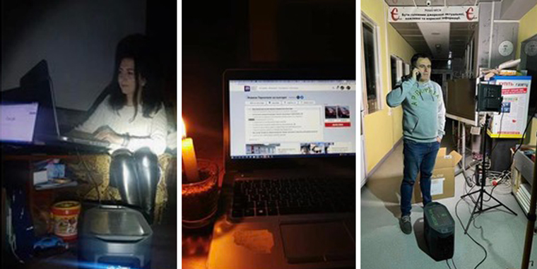 As Russians are bombing Ukraine's infrastructure, such as power plants and lines, newsrooms often need to work without electricity, reporting stories with candles aside. These pictures feature RIA reporters in Ternopil, Vinnytsia, and Khmelnytskyi in western and central Ukraine.