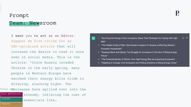 An example of a newsroom prompt for an editor.