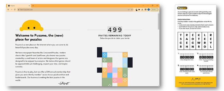 The Puzzmo launch offered incentives to the first 500 players each day.
