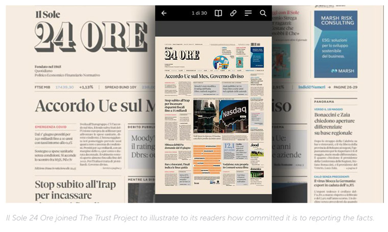Joining The Trust Project allowed Il Sole 24 Ore to show readers its commitment to credible journalism.