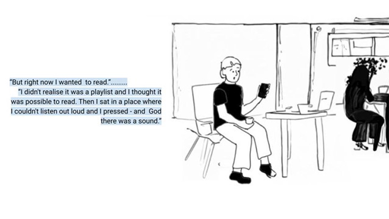 Sometimes, audio might be ignored because a user just wants to read. Illustration by Kaya Isabella Sammerud Maraz