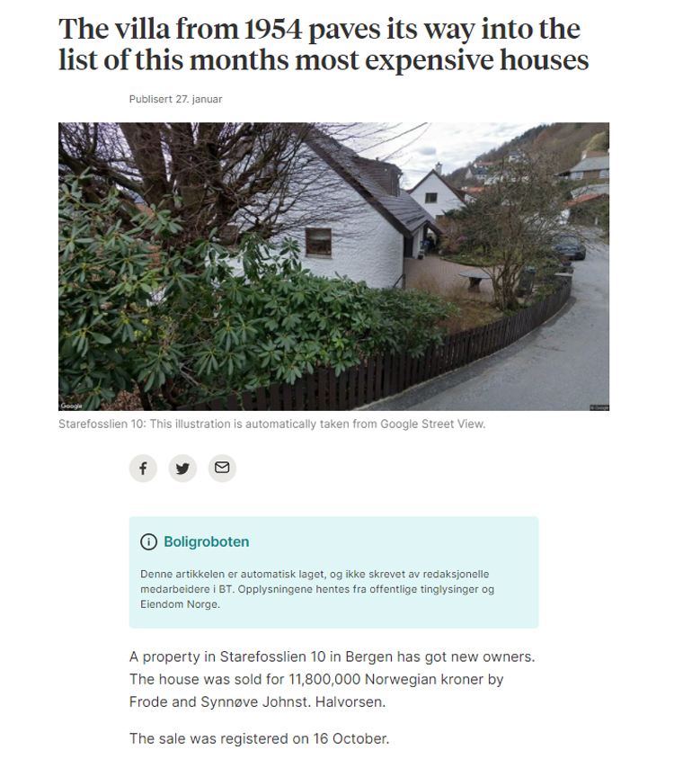 Robots provide text for the real estate listings, including writing the headline.