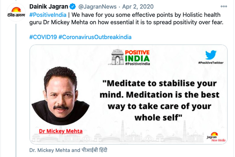Health guru Mickey Mehta helped people manage their anxiety during the pandemic.