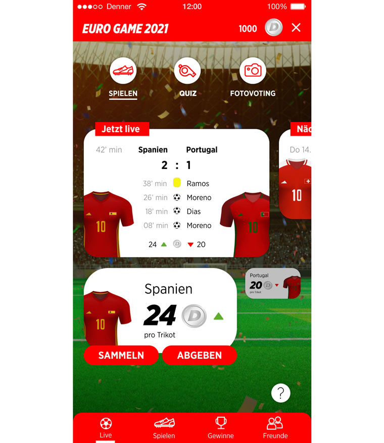 The Denner Euro Game let fans join in the fun by collecting virtual coins and jerseys.