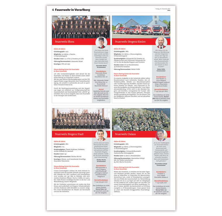 The special edition highlighted each of the 32 local fire brigades, including statistics on each brigade and special features. 