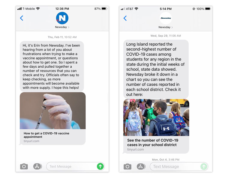 As people struggled to find vaccine appointments, Newsday offered information through text alerts.