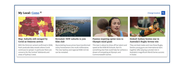 Providing a way for audiences to easily find their local news was a key part of the personalisation strategy.