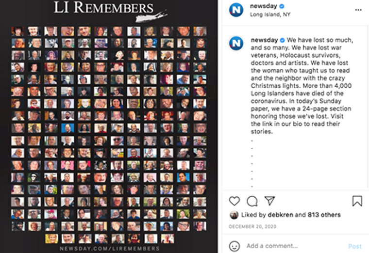 The Long Island Remembers page was immensely popular on social media.