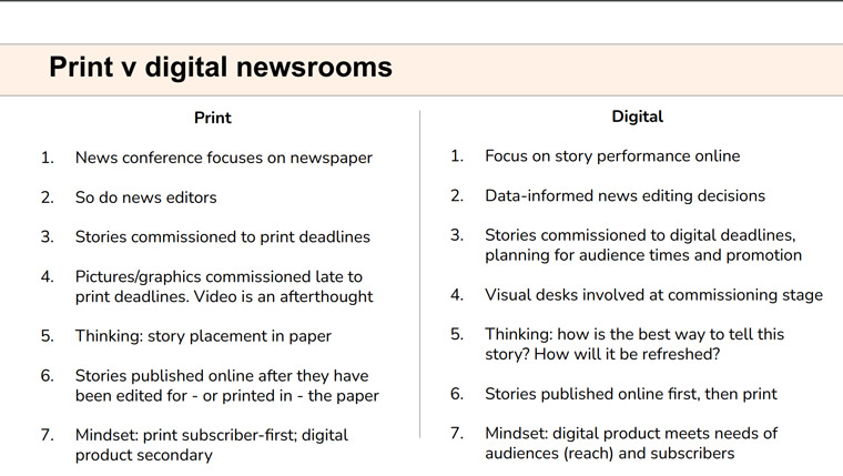 A print-focused newsroom looks very different than a digitally driven one.