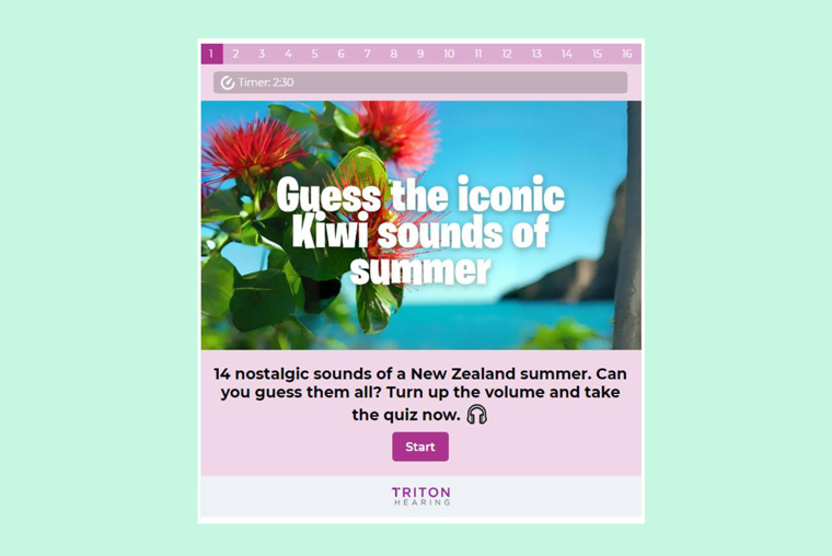 The audio quiz was a first for Stuff and overdelivered an incredible 540% above guaranteed pageviews.