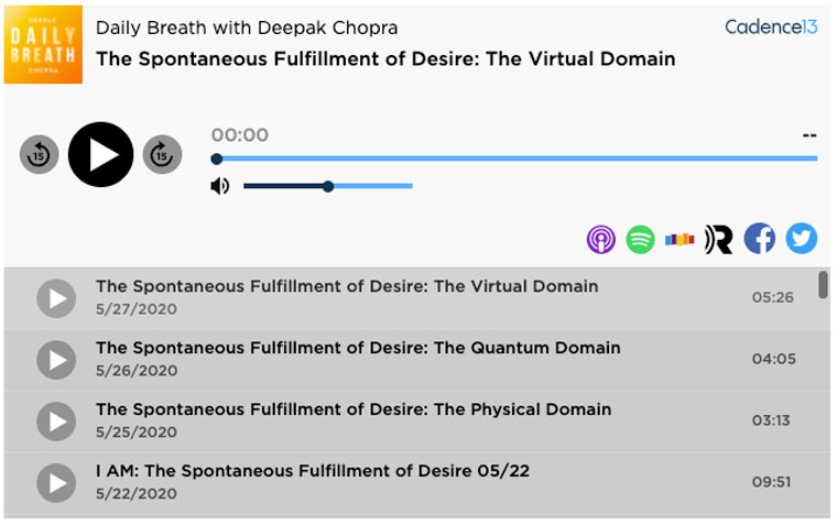 Deepak Chopra’s “Daily Breath,” housed in Yahoo Life’s Well-Being section, won the 2020 Webby for Best Health and Wellness Podcast. Photo courtesy Yahoo Life