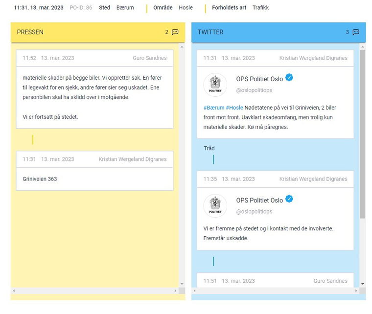 In this example, the public is given general information about a traffic accident while journalists are given the exact address for the event.
