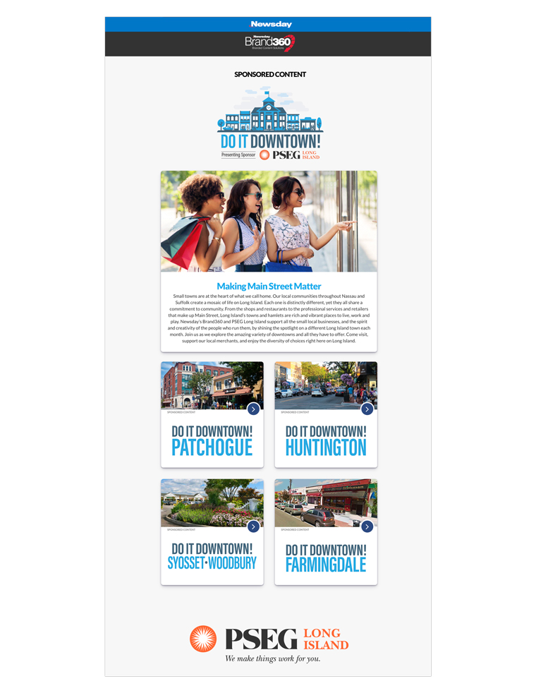 The Do It Downtown! content series appears as a modular photo listicle with multiple images and captions.