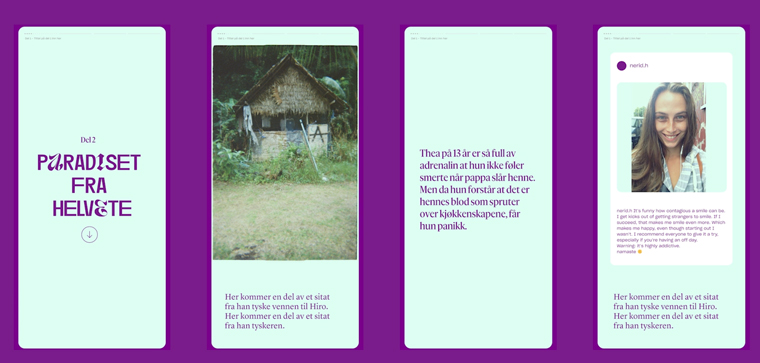 Users could either discover the Nerid documentary as a stand-alone, five-episode podcast, or could discover and consume the content as a four-chapter, scroll-navigated multimedia story.