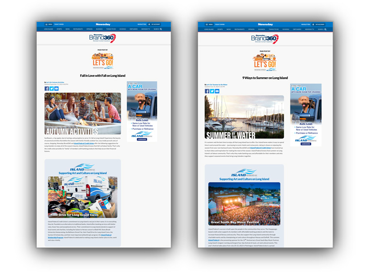 The Let's Go! campaign was built around things to do during the summer and fall seasons on Long Island.
