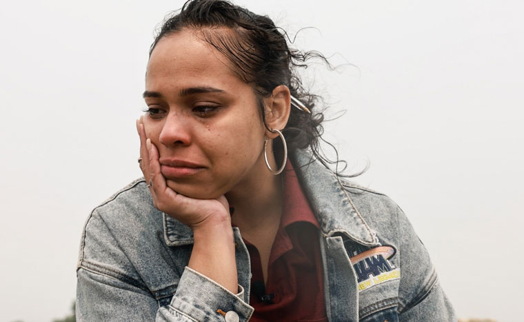 Sex trafficking survivor Tatyana Taylor gets emotional as she recounts her experiences. Photo by Alejandra Villa Loarca