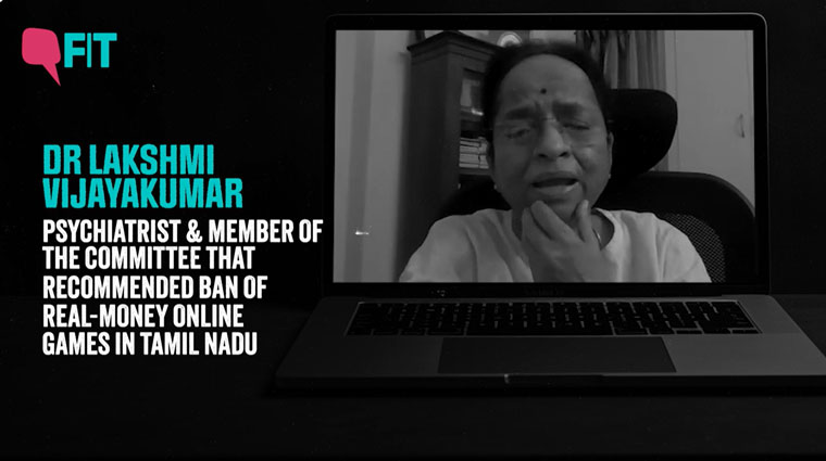 Dr. Lakshmi Vijayakumar shared how widespread the epidemic of online gambling is and recommended a ban on the games.