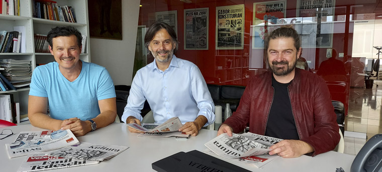 Zoran Birman, art director; Dražen Klarić, editor in chief; and Robert Bubalo, editor, of the new Sunday.