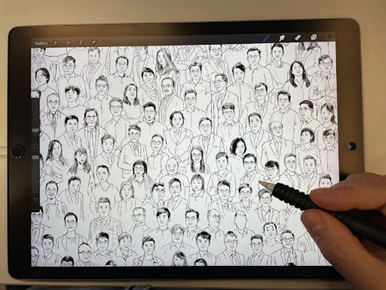 Then the images were scanned so illustrators could work on the project on a tablet. 