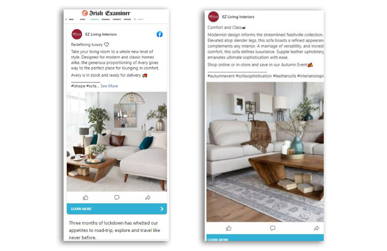 Tappable Web stories were an excellent mobile format for browsing through EZ Living’s range of kitchen and dining room furniture.