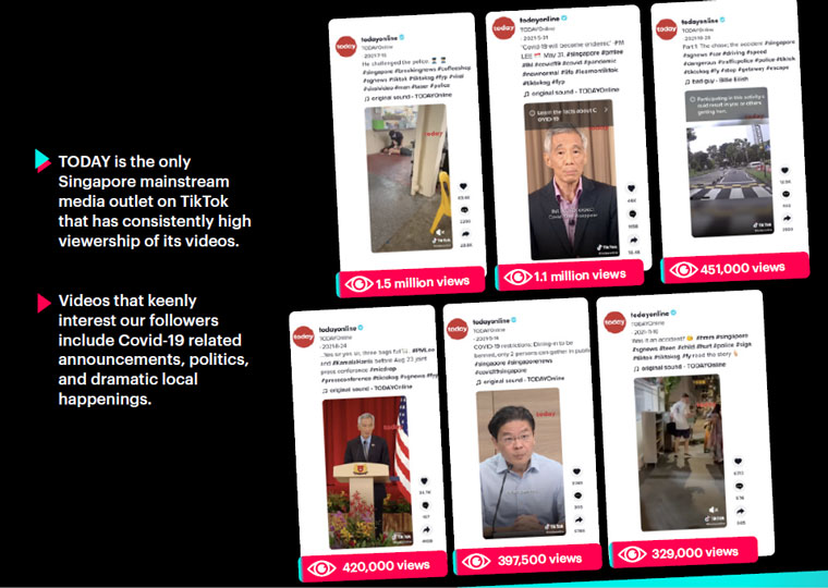 Today is the only mainstream media outlet in Singapore that has consistently high viewership of its news videos on TikTok. Photo by Samuel Woo/Today