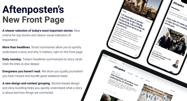 An overview of the most significant changes to Aftenposten's front page. 
